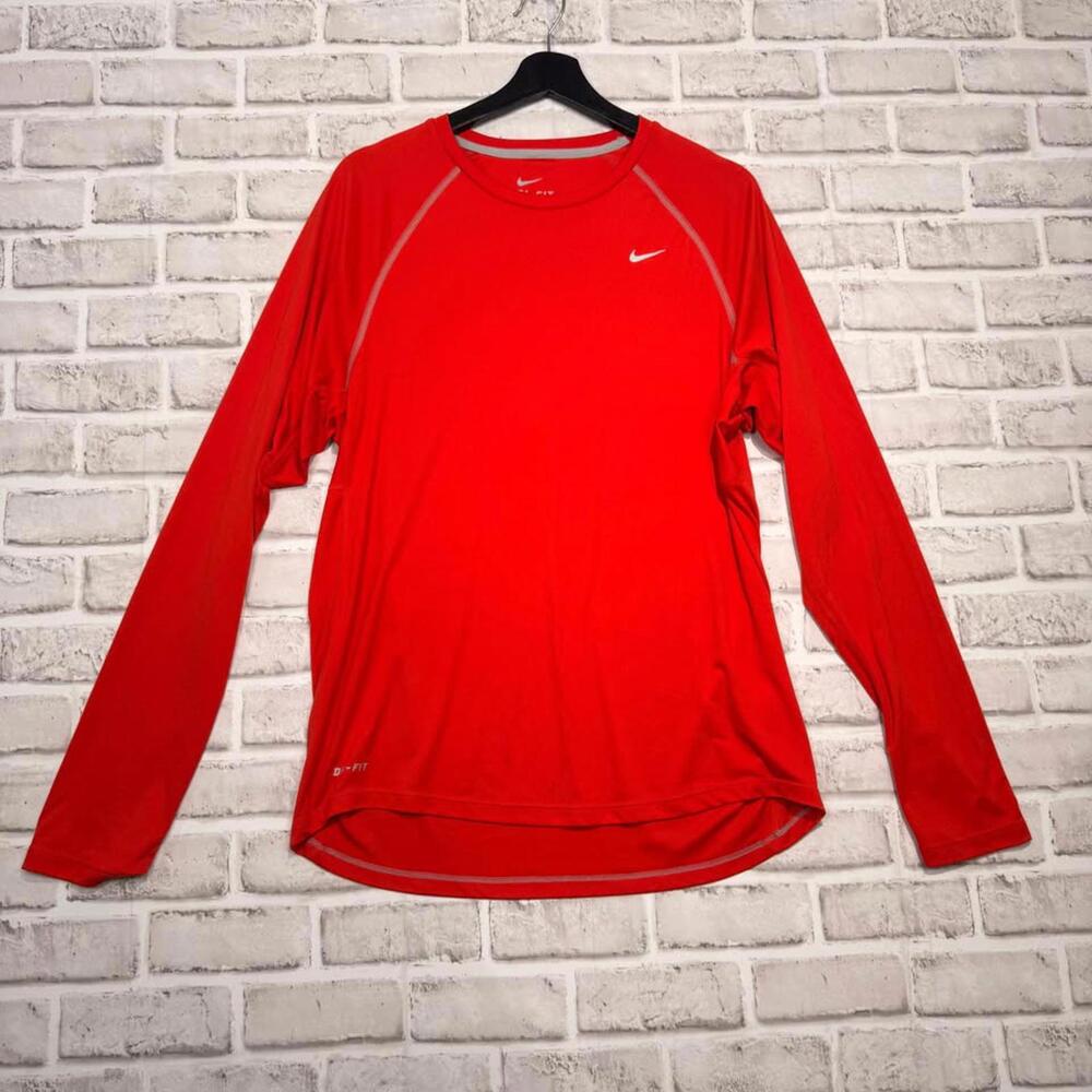 Nike‎ Dri-fit Long Sleeve Shirt Red Men's M Performance Technical